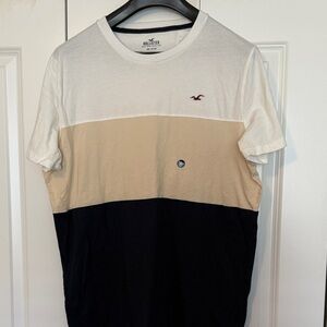 NWT Hollister Men's Tri-Tone Tee - White, Tan, Navy